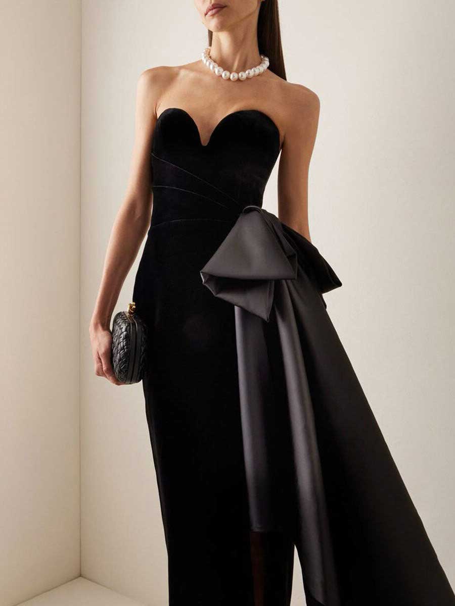 Yvonne Strapless Velvet Maxi Dress
