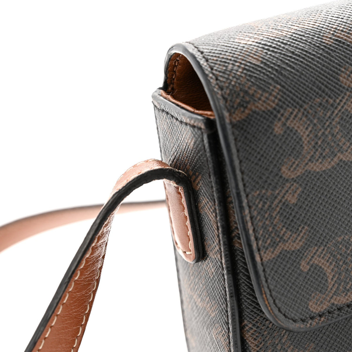 Canvas Calfskin Triomphe Shoulder Bag Tan