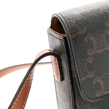 Canvas Calfskin Triomphe Shoulder Bag Tan