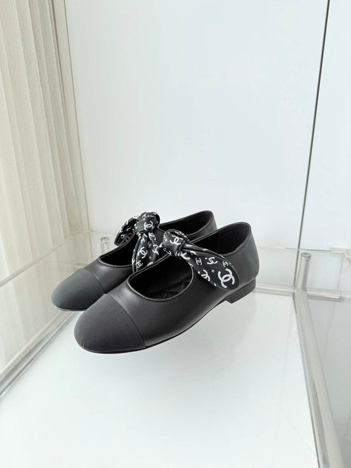 Chanel 26 Double C Heel Pump With Silk Ribbon Black Lambskin 597333