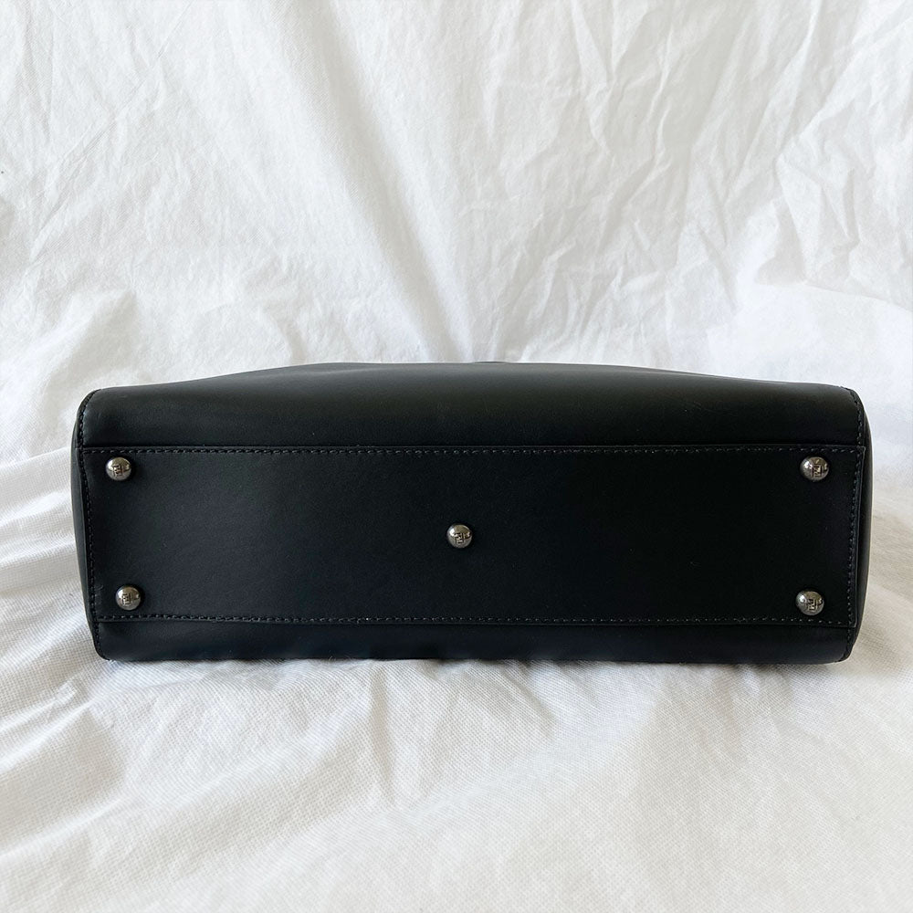 Fendi Black Leather Medium Peekaboo Top Handle Bag