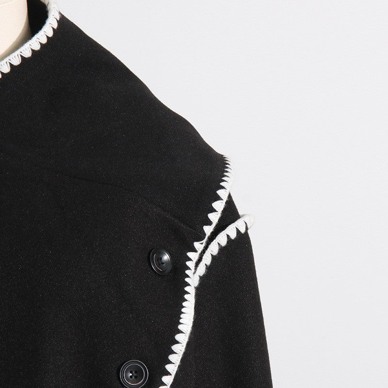 Long Sleeve Single Breasted Irregular  Casual Loose Cape Outerwear