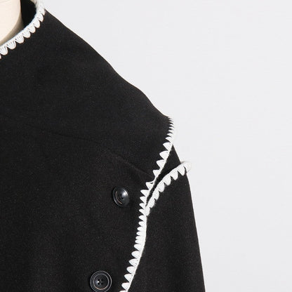 Long Sleeve Single Breasted Irregular  Casual Loose Cape Outerwear