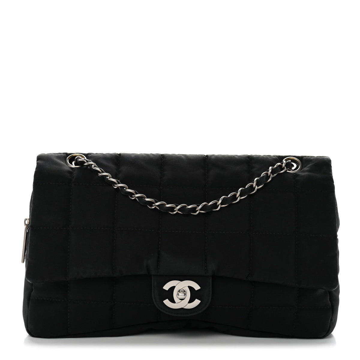 Nylon Square Quilted Flap Black