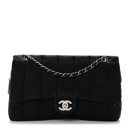 Nylon Square Quilted Flap Black