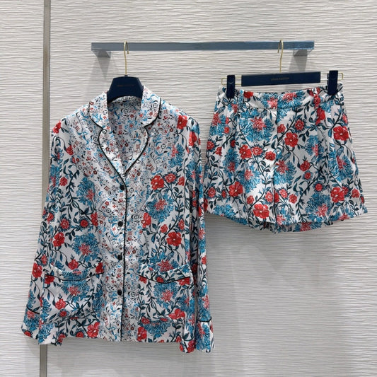 LV 25S Monogram Print Suit Flower Set Multicolor Cotton