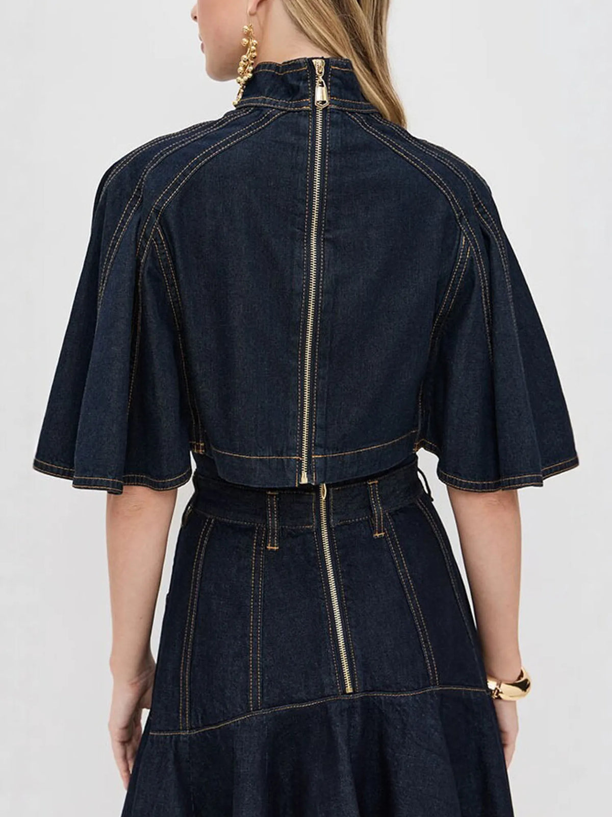 Savannah Minimalist-style Denim Top and Trousers Set