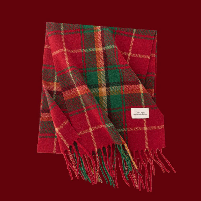 Christamas Theme Plaid Soft Warm Winter Scarf