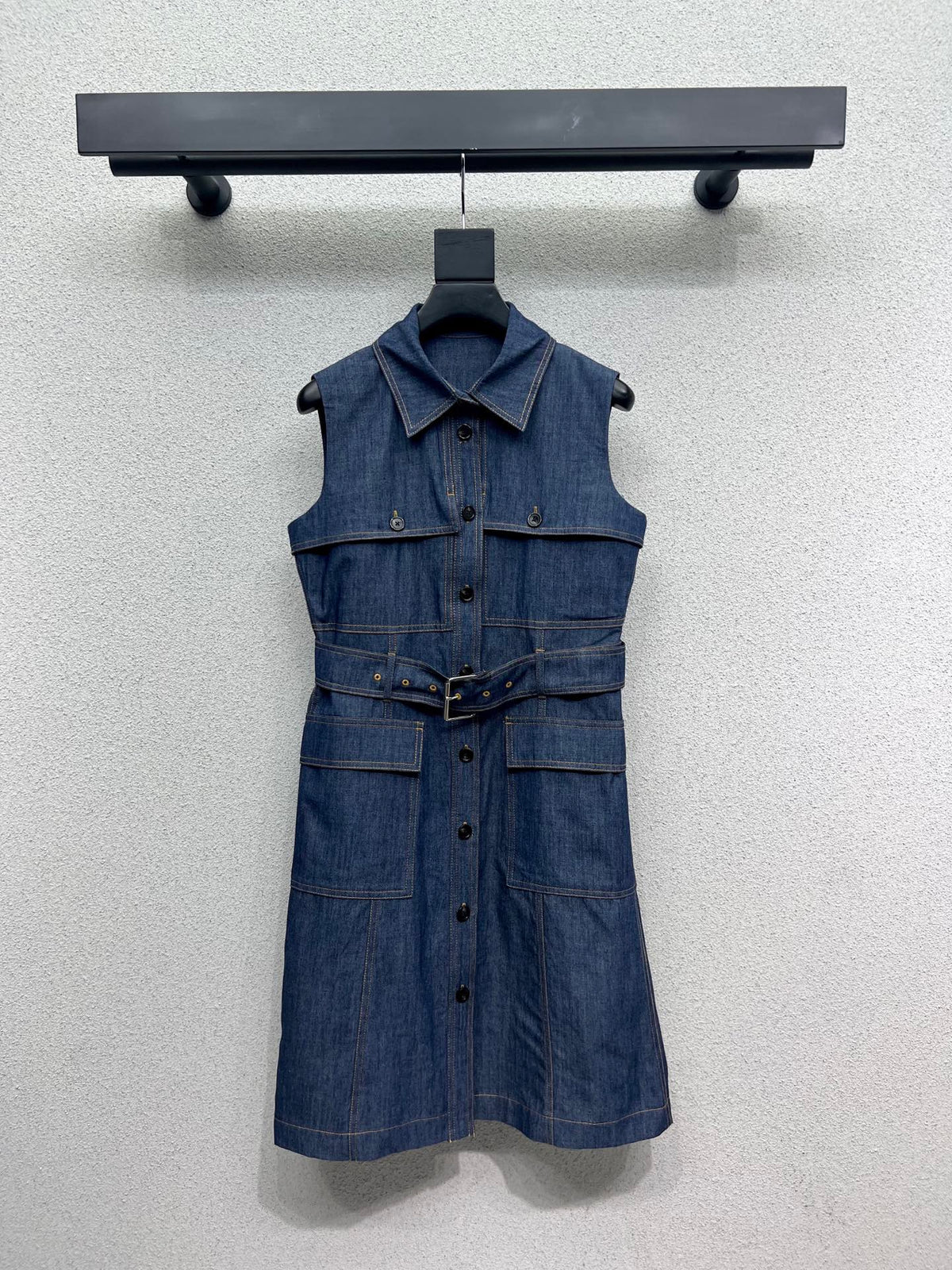 BV Vest Dress in Blue Denim