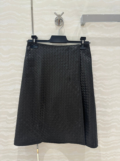 BV Skirt in Black Lambskin