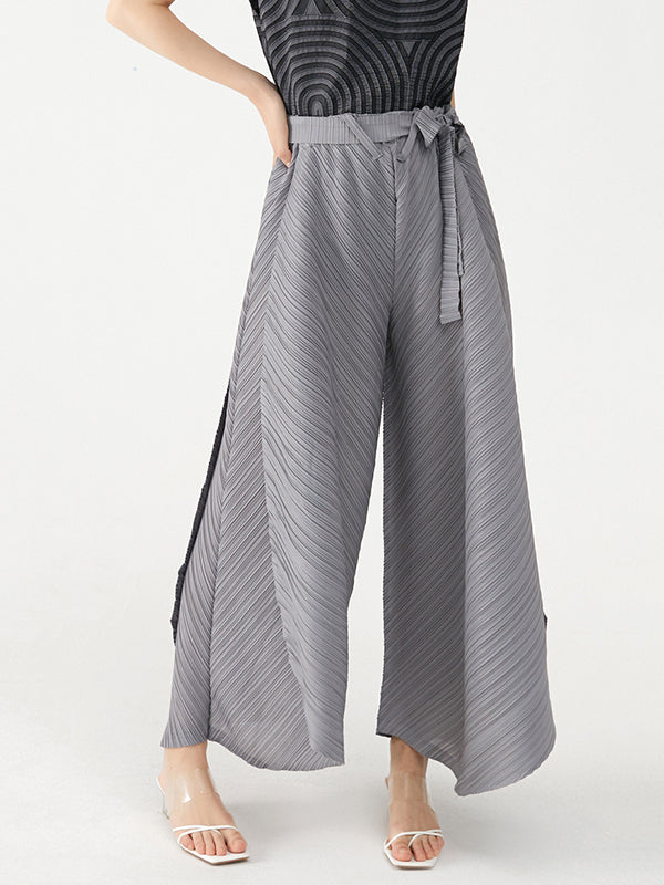 Wide Leg Loose Drawstring Pleated Tiered Casual Pants Bottoms
