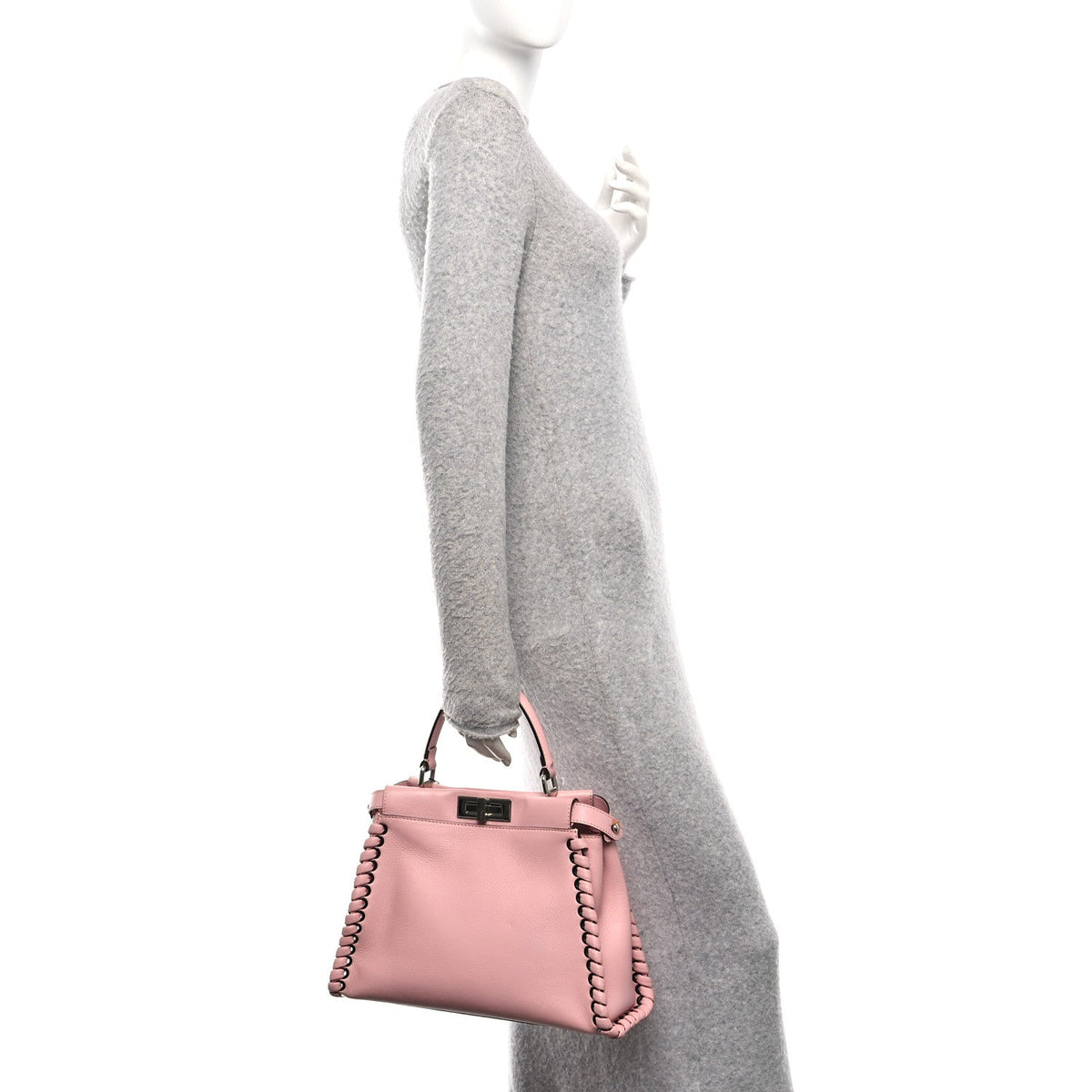 Vitello Seta Lace Up Medium Peekaboo Iconic Satchel Bubblegum