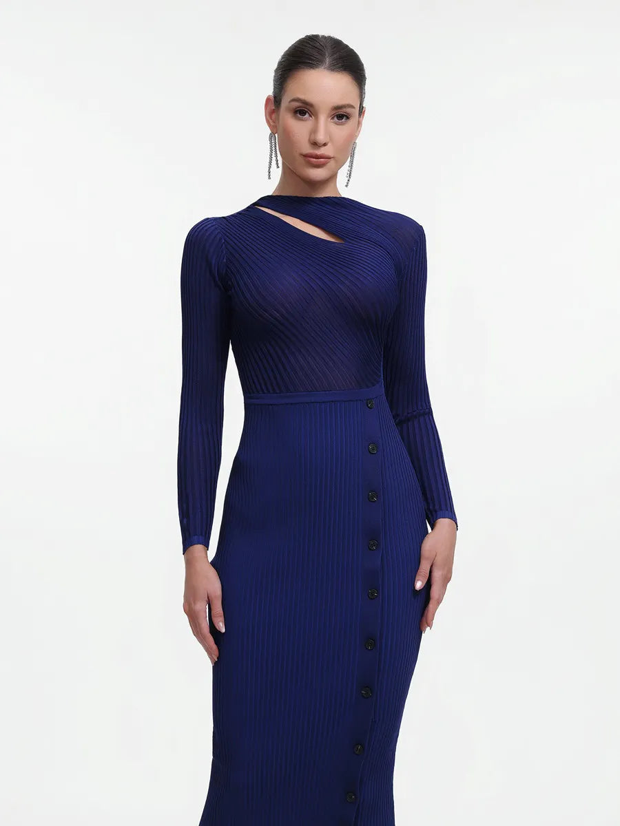 Esperanza Long Sleeve Cutout Knit Maxi Dress