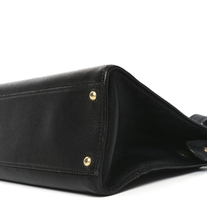 Grained Calfskin Logo Shoulder Bag Black