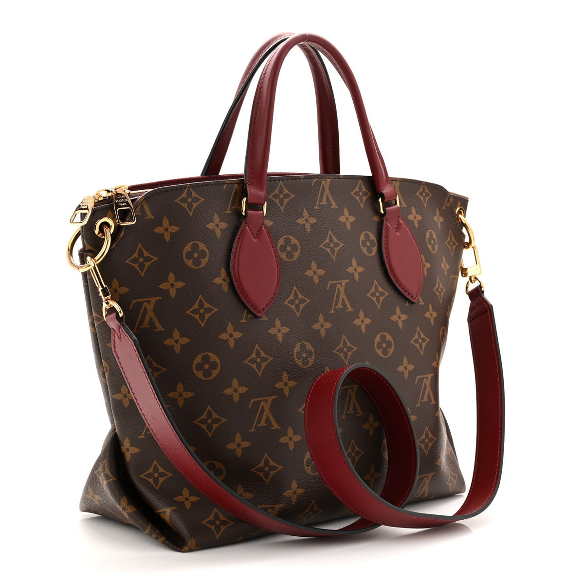 Monogram Flower Zipped Tote MM Bordeaux