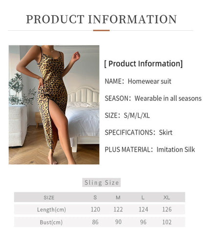Leopard Print Cami Faux Silk Nightgown