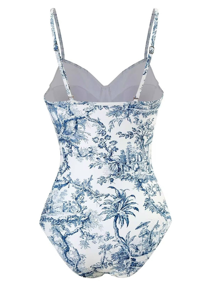 Isla Retro-Print Swimsuit Set