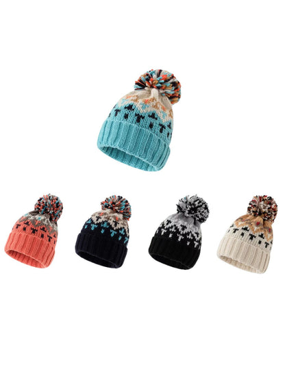 Haila - Winter Knitted Beanie with Colorful Pompom