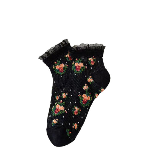 Rufia - Floral Lace Ankle Socks – 5 Colors