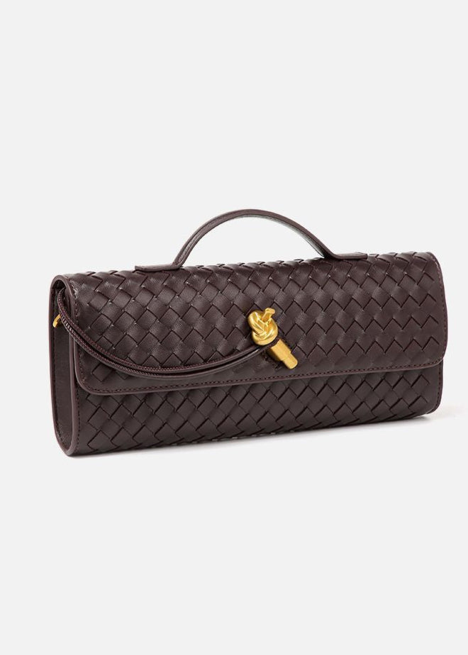 Woven Leather Crossbody Bag with Top Handle