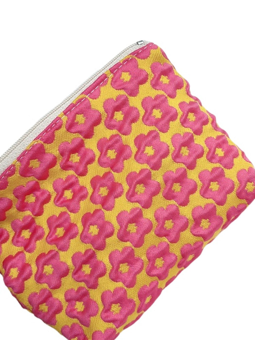 Cosbai - Floral Print Pouch Bag with Zipper - Practical &amp; Lovely
