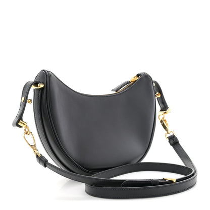 Soft Calfskin Arque Shoulder Bag Black