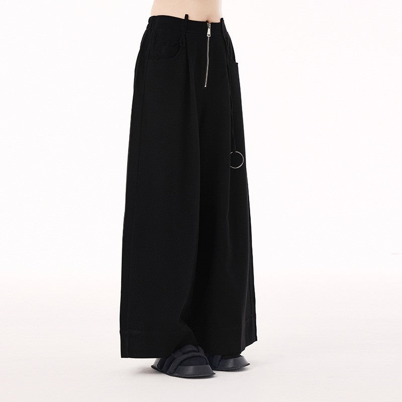 High Waist Wide Leg Pants With Zipper Loose Fit