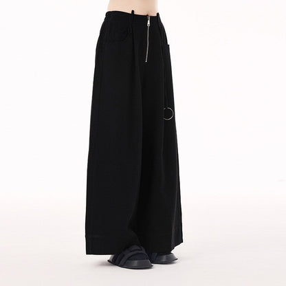 High Waist Wide Leg Pants With Zipper Loose Fit