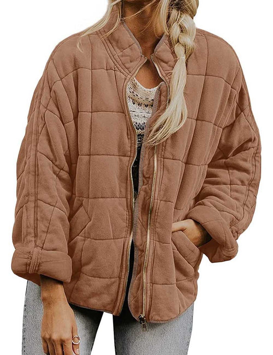 Solid Color Stand Collar Cotton Coat With Pockets