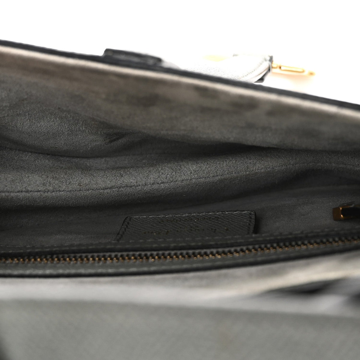Grained Calfskin Saddle Bag Grey Stone