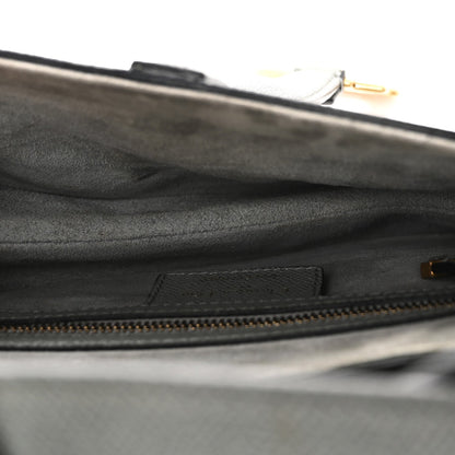 Grained Calfskin Saddle Bag Grey Stone