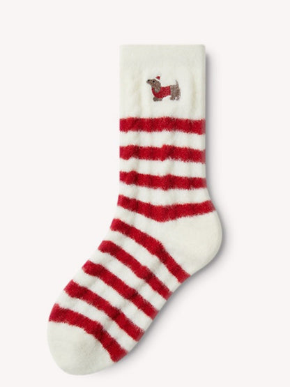 Rufia - Red &amp; White Christmas Vibe Mid-Calf Socks