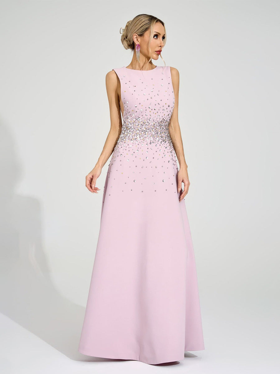 Emmeline Light Pink Diamond Maxi Dress