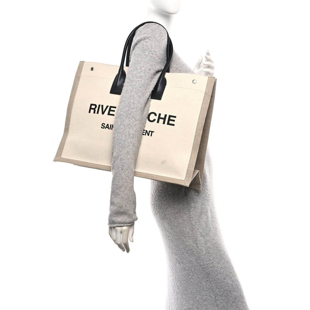 Linen Calfskin Rive Gauche Tote Optic White