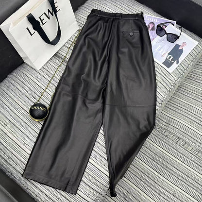 Loewe Wide-Leg Trousers Black Nappa Leather 348563