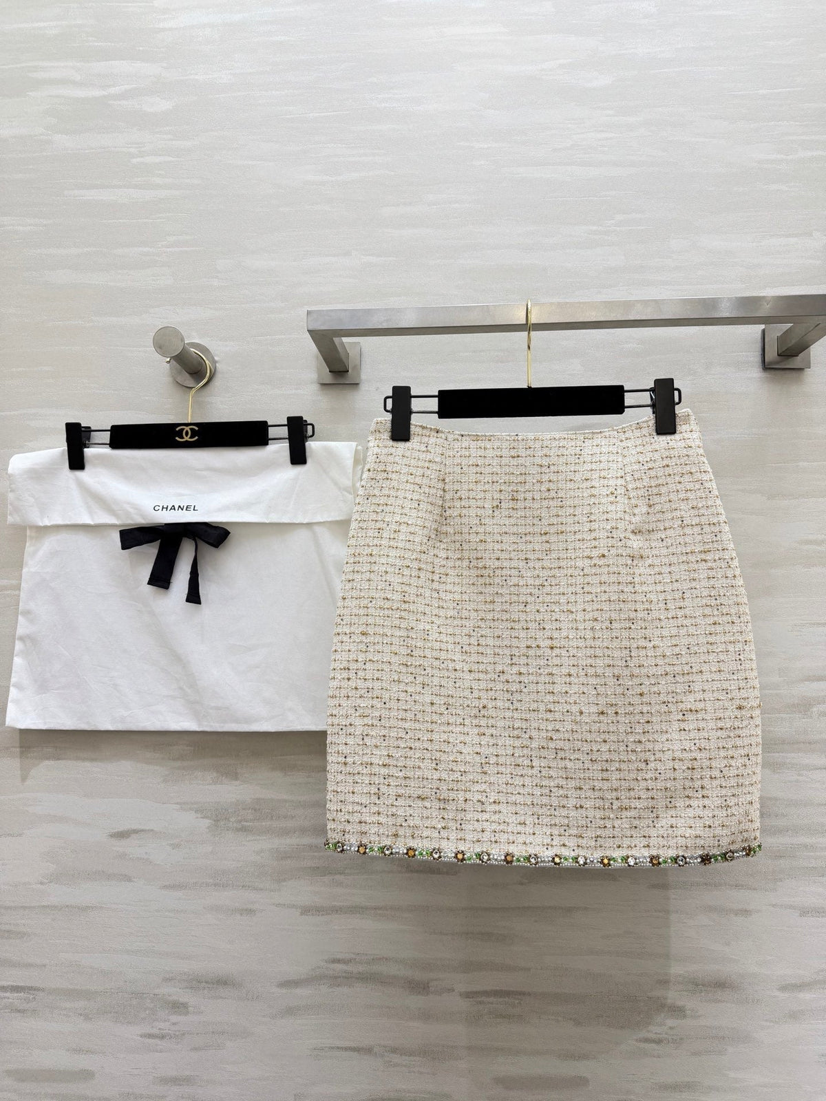 CC 26s Midi Skirt White Gold Tweed