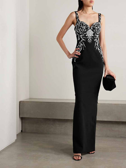 Mira Embellished Crepe Maxi Dress
