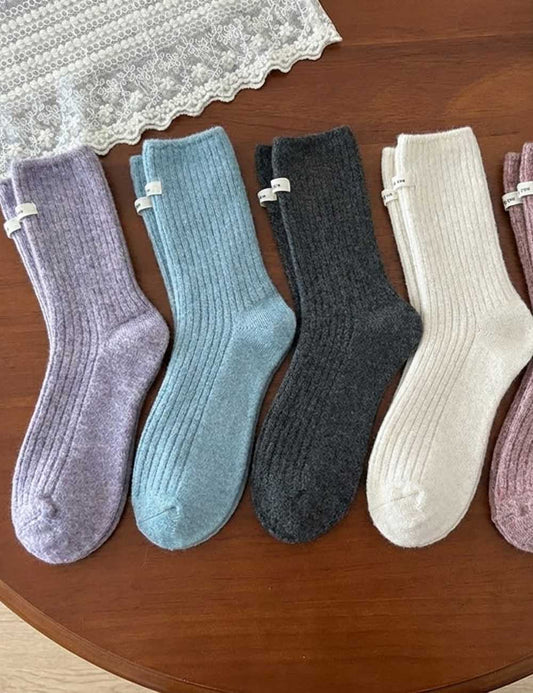 Winter Thermal Solid Color Crew Socks