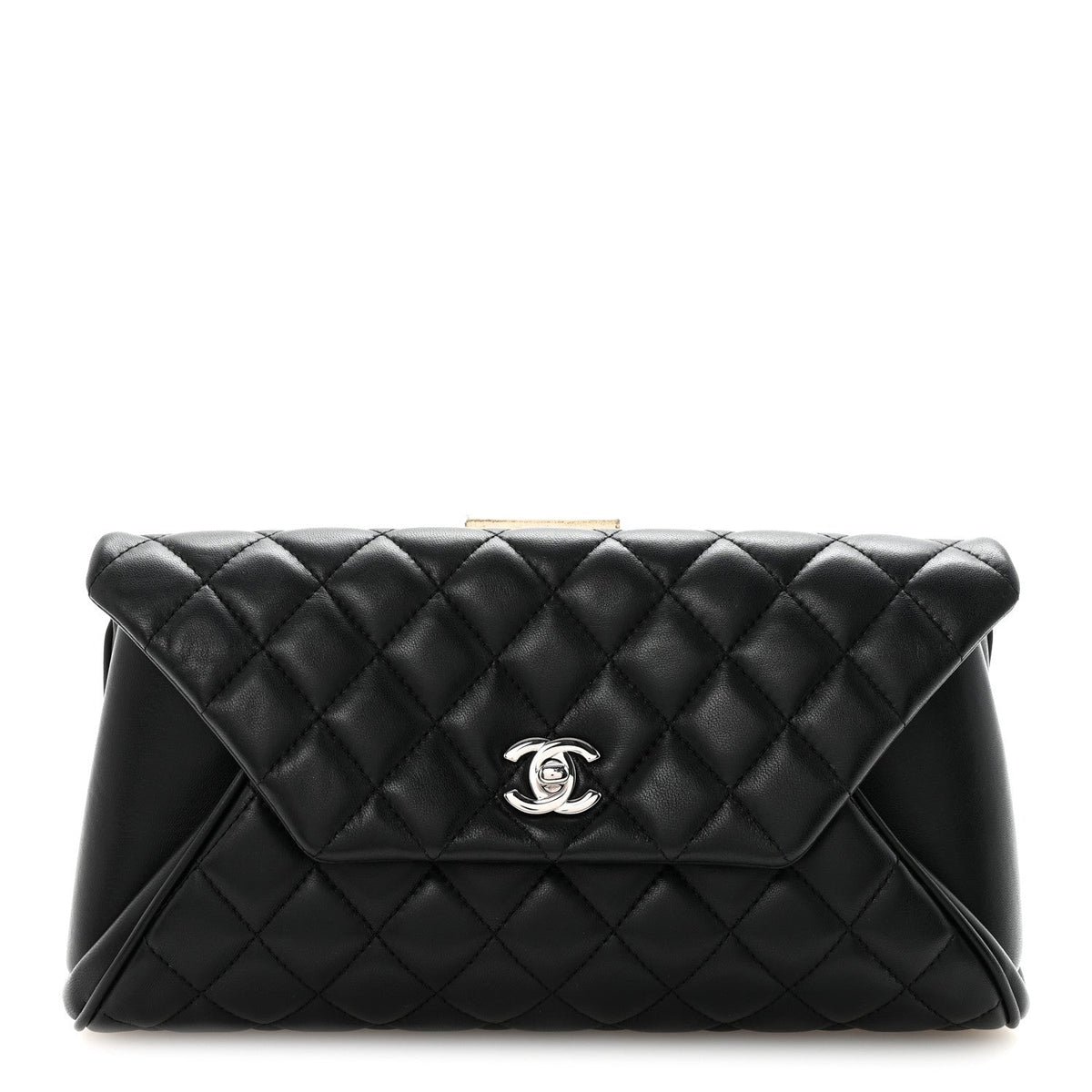 Lambskin Quilted Fold Up Again Clutch Black