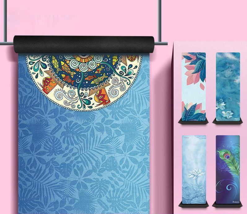 Foldable Machine Washable Lightweight Portable Yoga Mat Sweat-Absorbent Non-Slip Suede Natural Rubber Printed Yoga Mat Towel