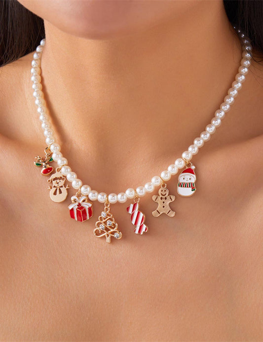 Cute Christmas Tree Snowflake Pendant Necklace