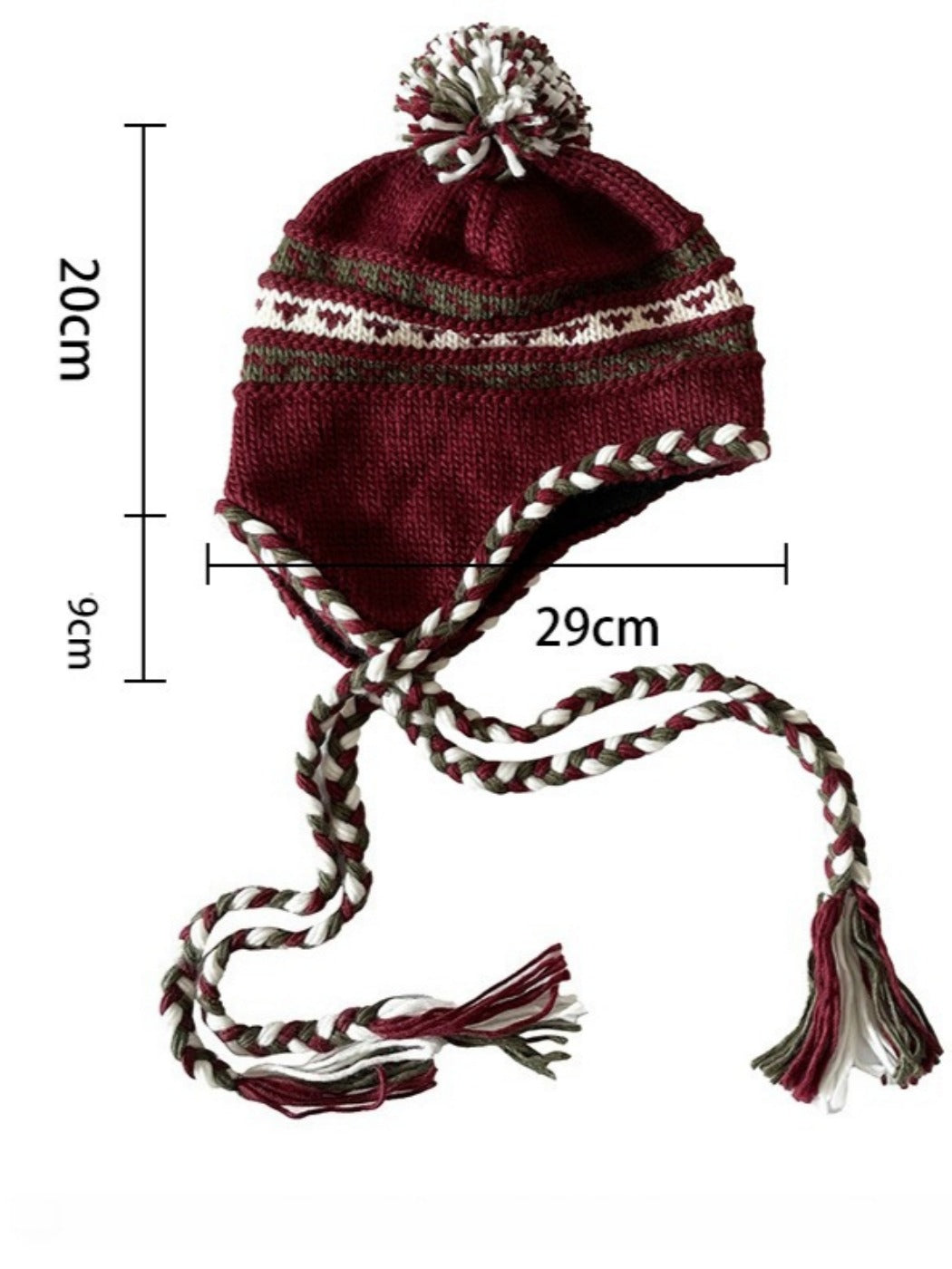 Haila - Color-blocking Beanie with Pom-pom and Braid