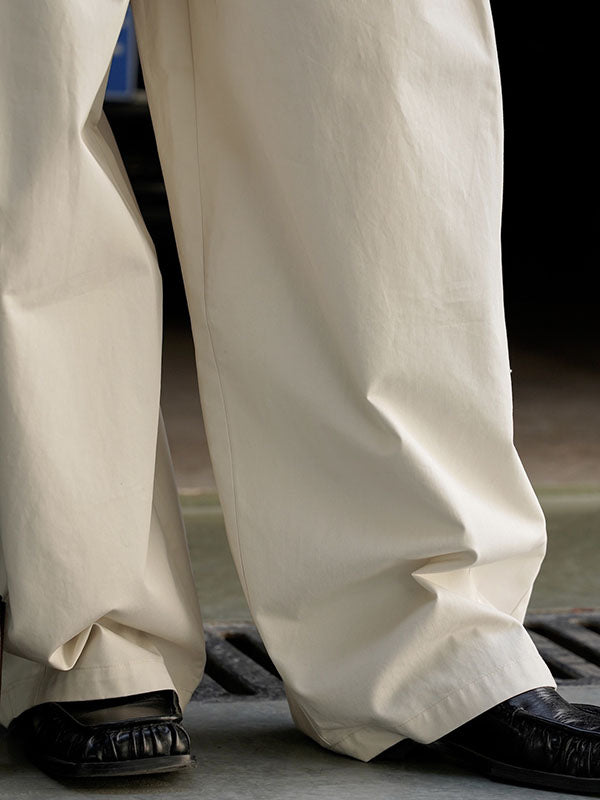 High Waisted Loose Pleated Solid Color Casual Pants Bottoms Trousers