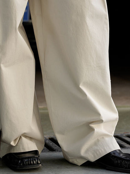 High Waisted Loose Pleated Solid Color Casual Pants Bottoms Trousers