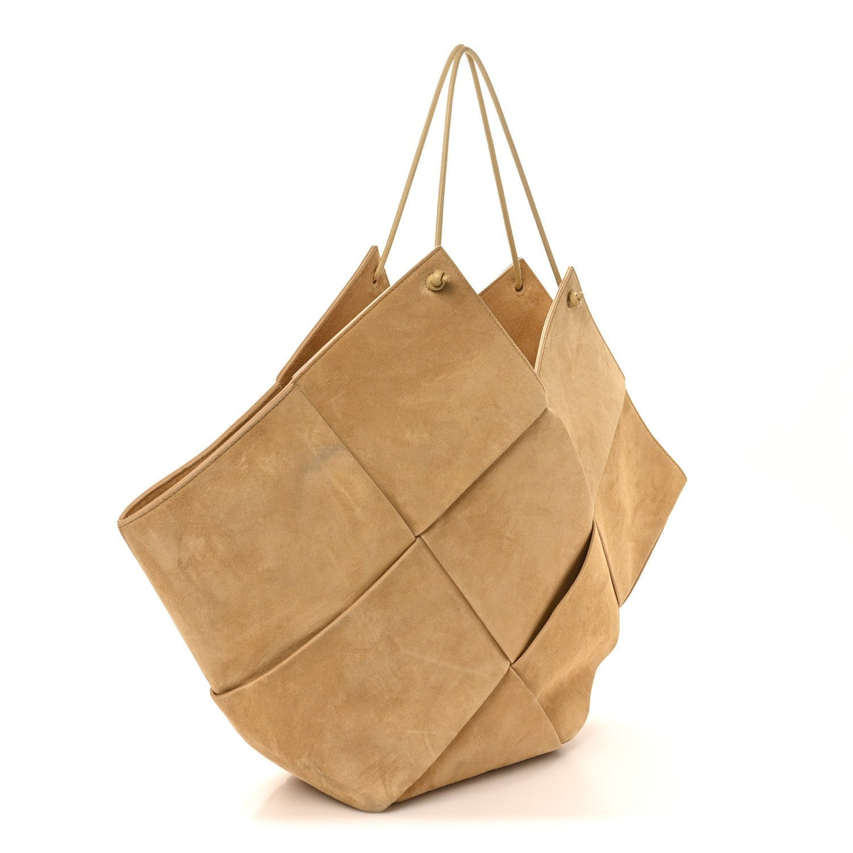 Suede Maxi Intrecciato Tote Cane Sugar Tapioca