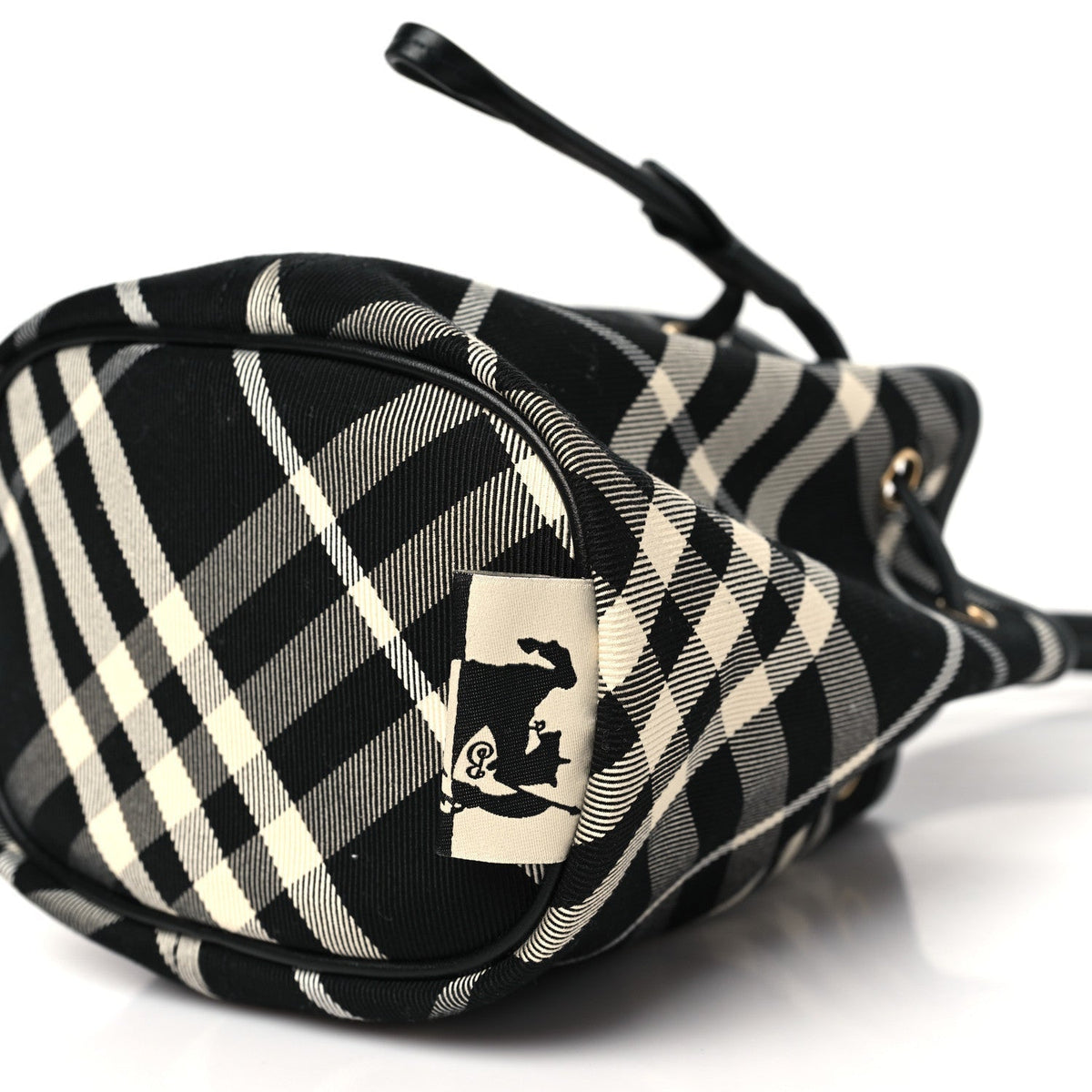 Check Mini Drawstring Pouch Black Calico