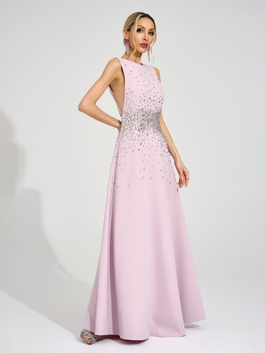 Emmeline Light Pink Diamond Maxi Dress