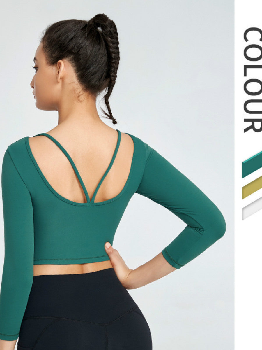Long Sleeve Double-Sided Naked Sports Tights With Beautiful Back Yoga Clothes Sportswear
