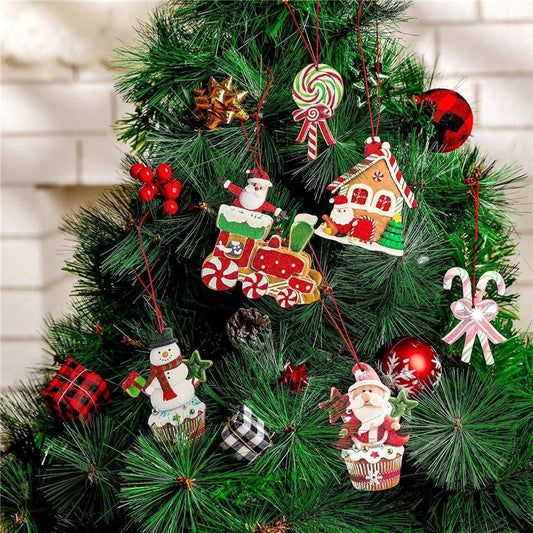 12 Wooden Christmas Ornaments