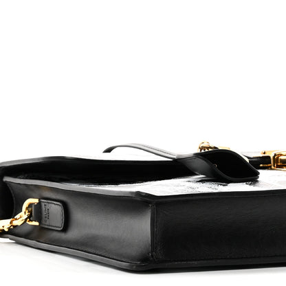 Triomphe Canvas Calfskin Cartable Small Briefcase Black